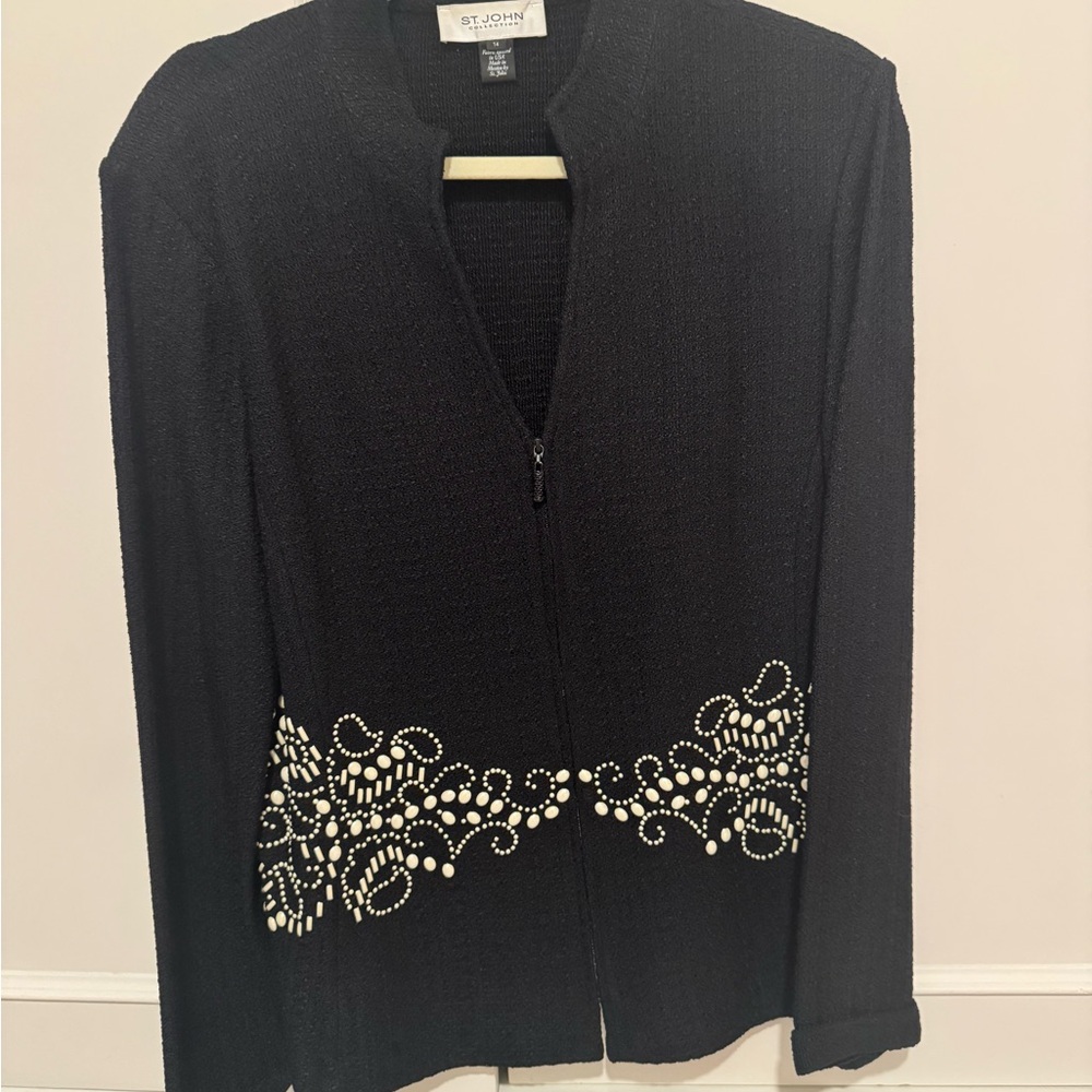 St. John Textured Black Knit Jacket
